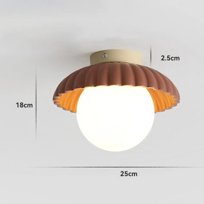 Iron and Glass Globe Flush Mount Light