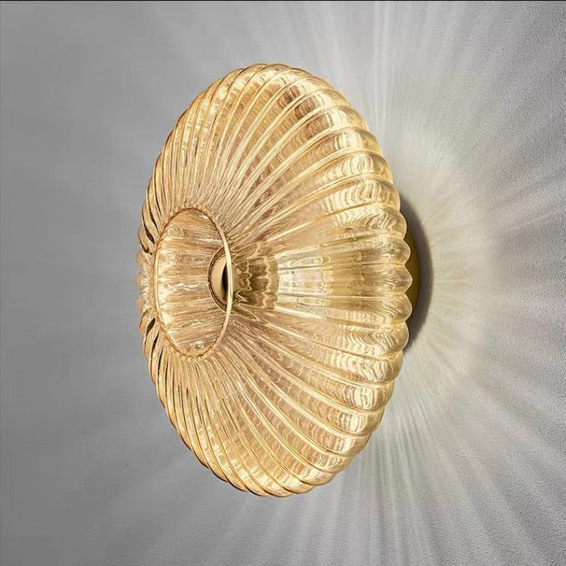 Ribbed Glass Disc Wall Sconce
