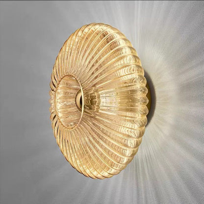 Ribbed Glass Disc Wall Sconce
