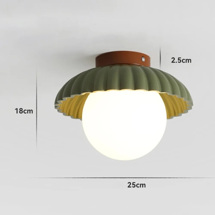 Iron and Glass Globe Flush Mount Light