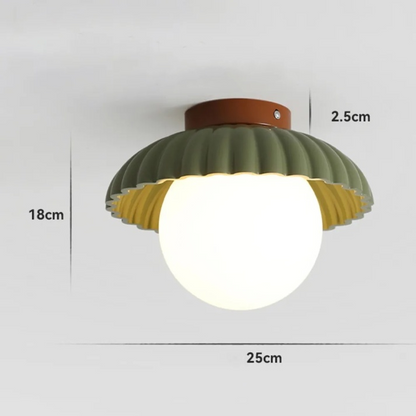 Iron and Glass Globe Flush Mount Light
