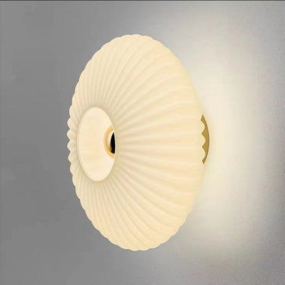 Ribbed Glass Disc Wall Sconce