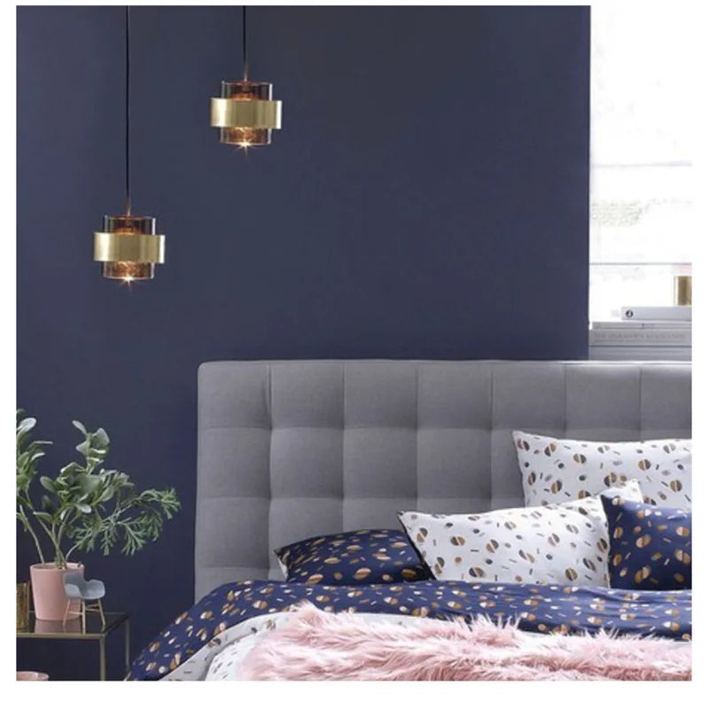 Nordic Smoked Glass Brass Cylinder Pendant