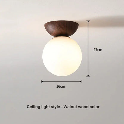 Modern Nordic Glass Ball Ceiling & Pendant Light | Wood Finish