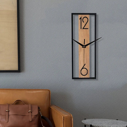 Slim Rectangular Wood Wall Clock