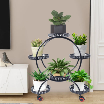 Six-Tier Metal Plant Stand with Wheels
