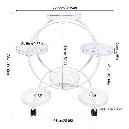 Six-Tier Metal Plant Stand with Wheels