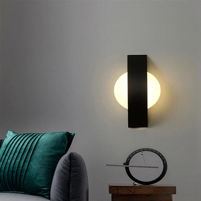 Acrylic Sphere and Iron Panel LED Wall Lamp