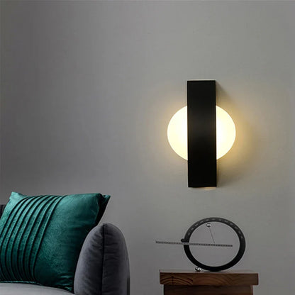 Acrylic Sphere and Iron Panel LED Wall Lamp