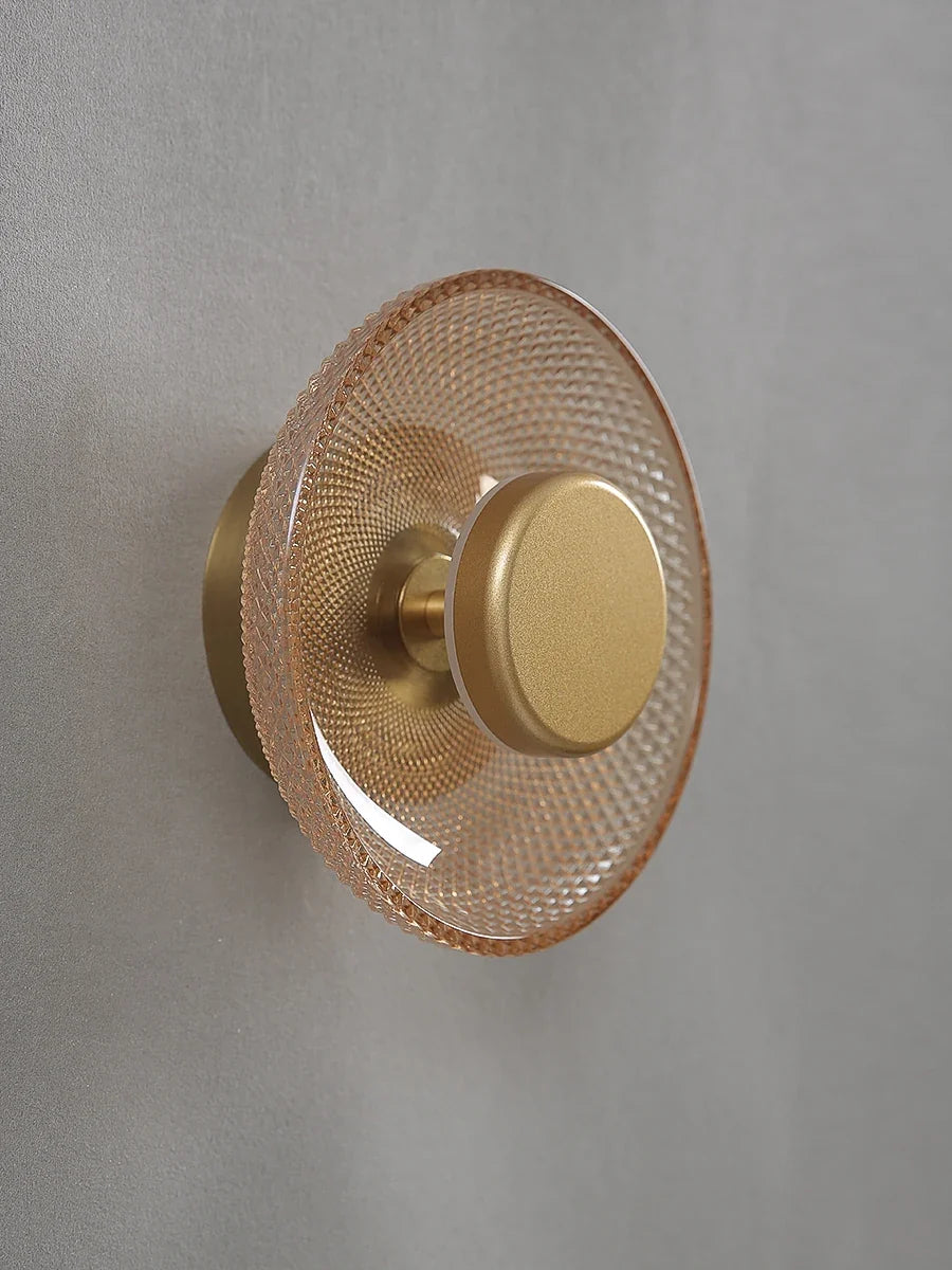 Modern Coloured Glass Wall Lamp | Textured LED Disc Light