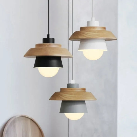 Nordic Wood Macaron Colour Pendant Light