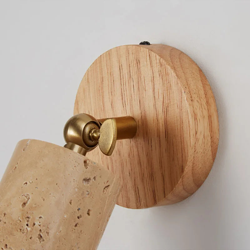 Huangdong Travertine Wood Wall Lamp