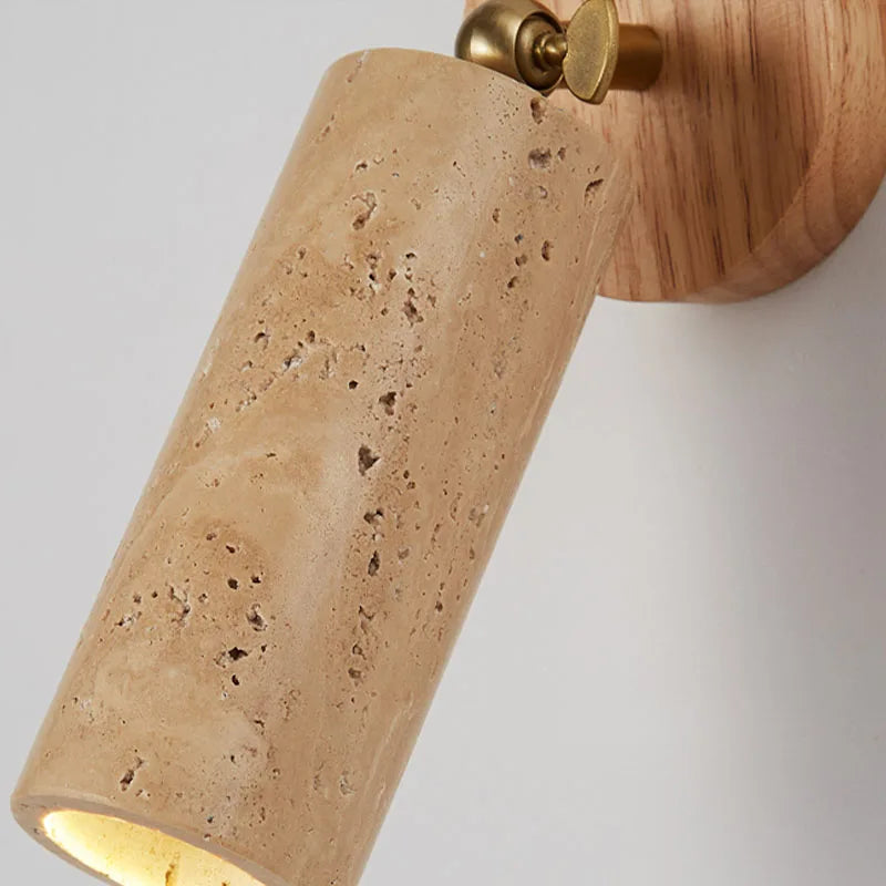 Huangdong Travertine Wood Wall Lamp