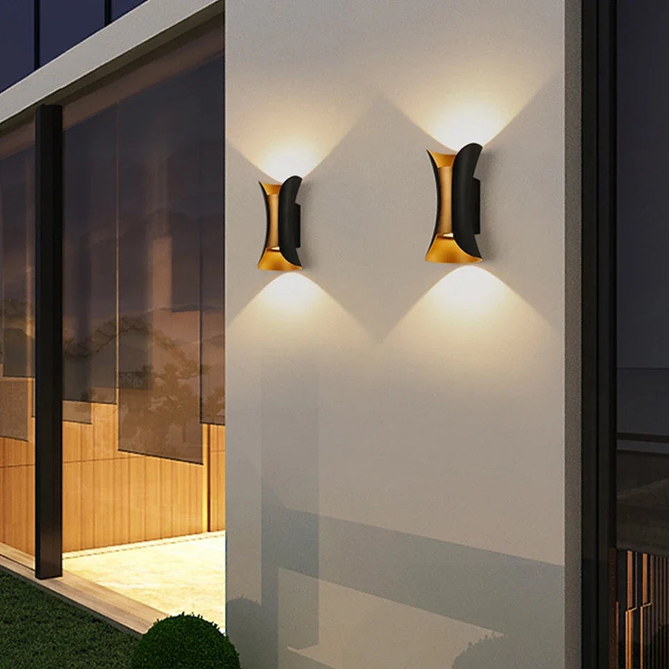 Black and Gold IP65 Up Down Wall Light