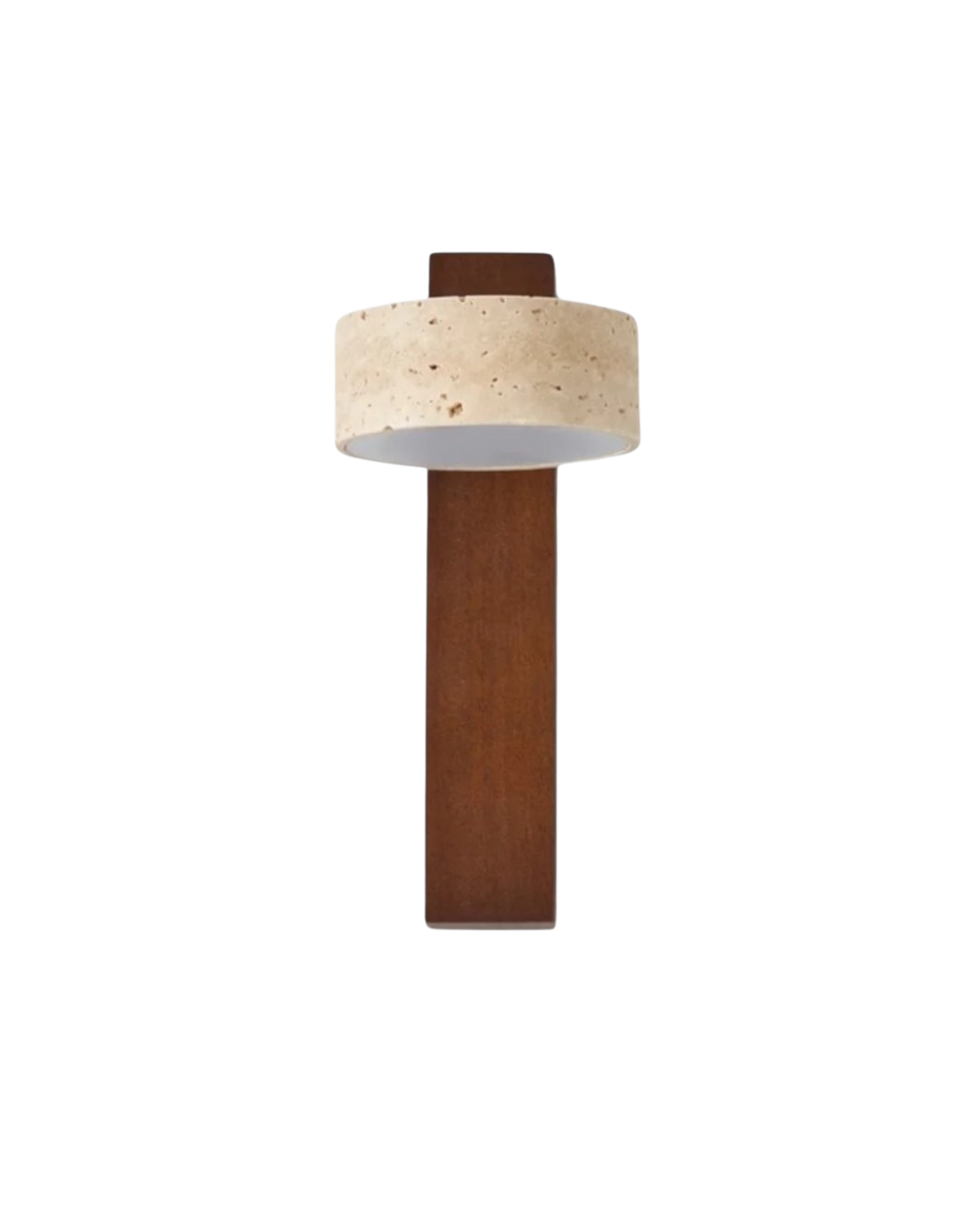Travertine and Walnut Downlight Wall Sconce