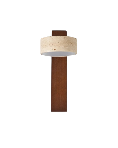 Travertine and Walnut Downlight Wall Sconce