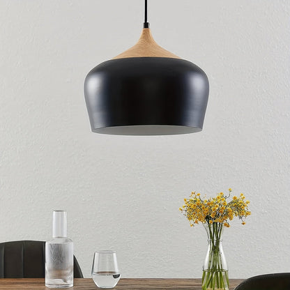 Matte Metal Wood Grain Pendant Light
