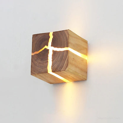 WoodAura Carved Wood and Resin Wall Light