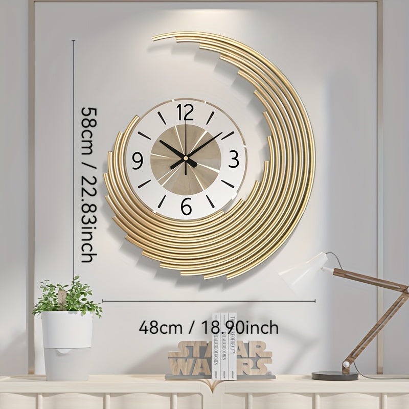 3D Layered Crescent Metal Wall Clock