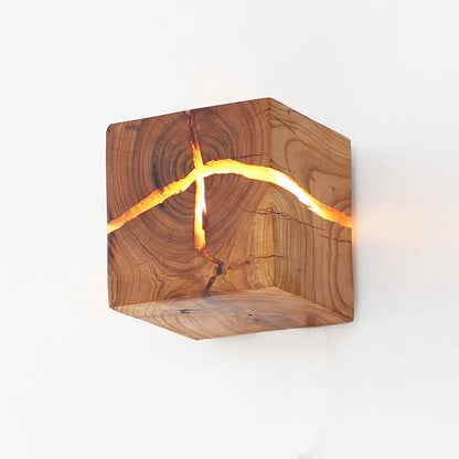 WoodAura Carved Wood and Resin Wall Light