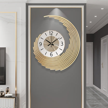 3D Layered Crescent Metal Wall Clock