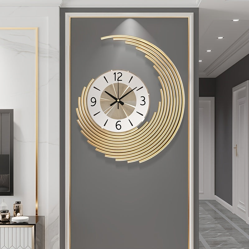3D Layered Crescent Metal Wall Clock