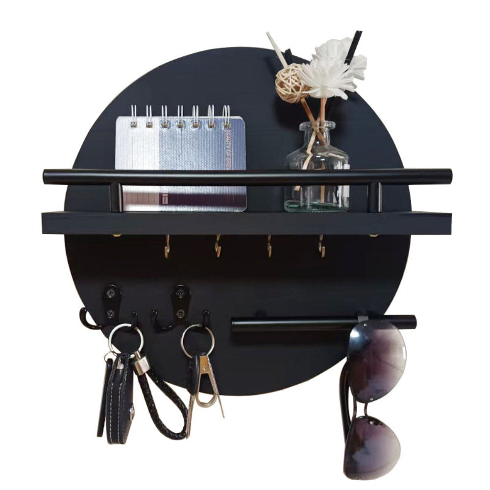 Round Wooden Key Holder Wall Organizer