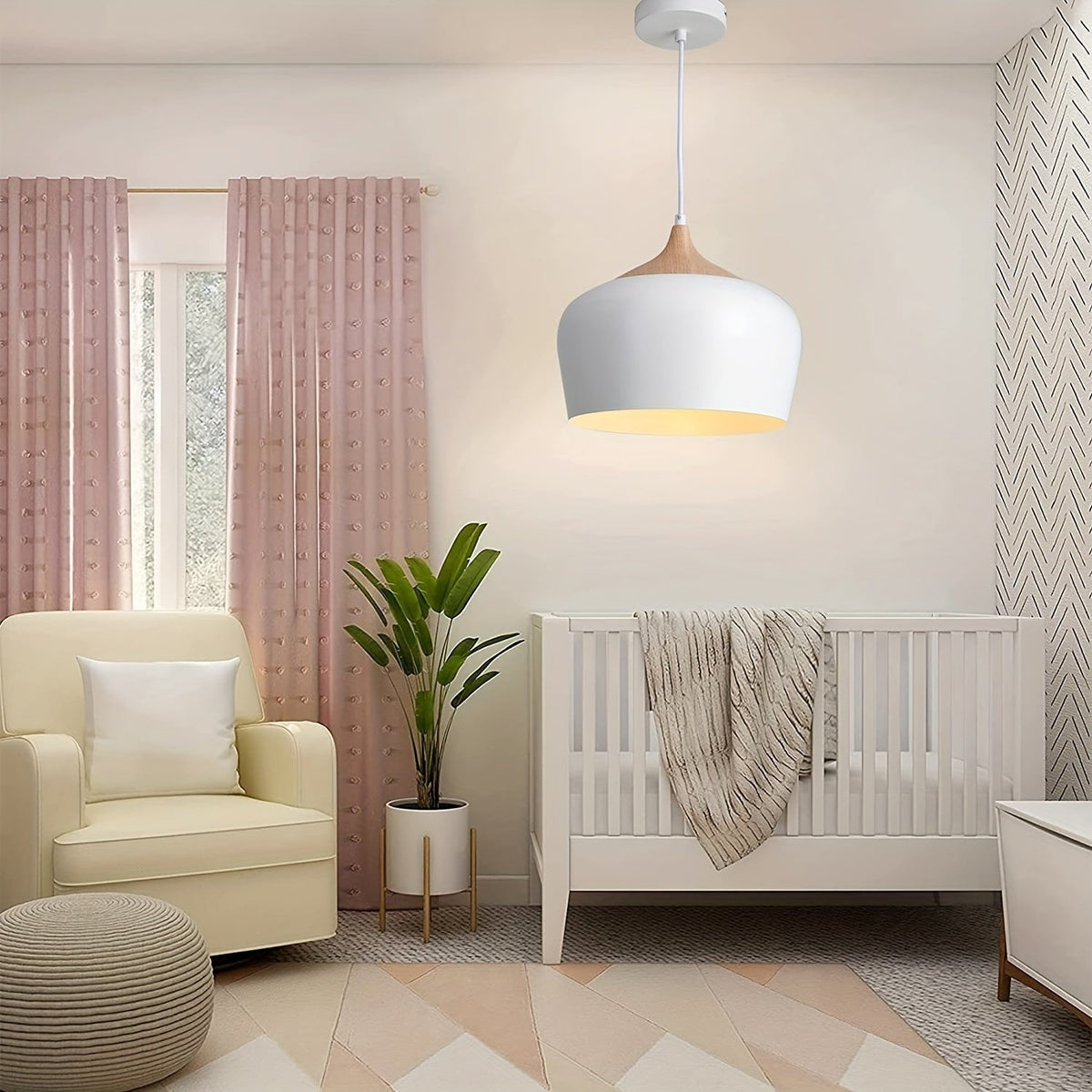 Matte Metal Wood Grain Pendant Light