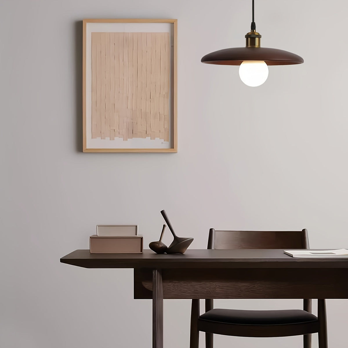 Nordic Solid Wood Semi-Flush Pendant