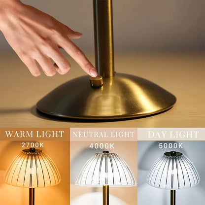 Golden Touch Ribbed Acrylic Rechargeable Lamp