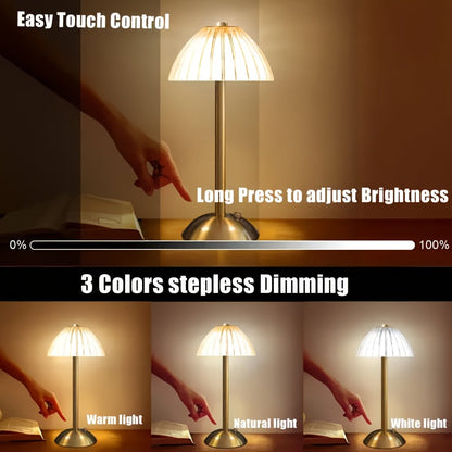 Golden Touch Ribbed Acrylic Rechargeable Lamp