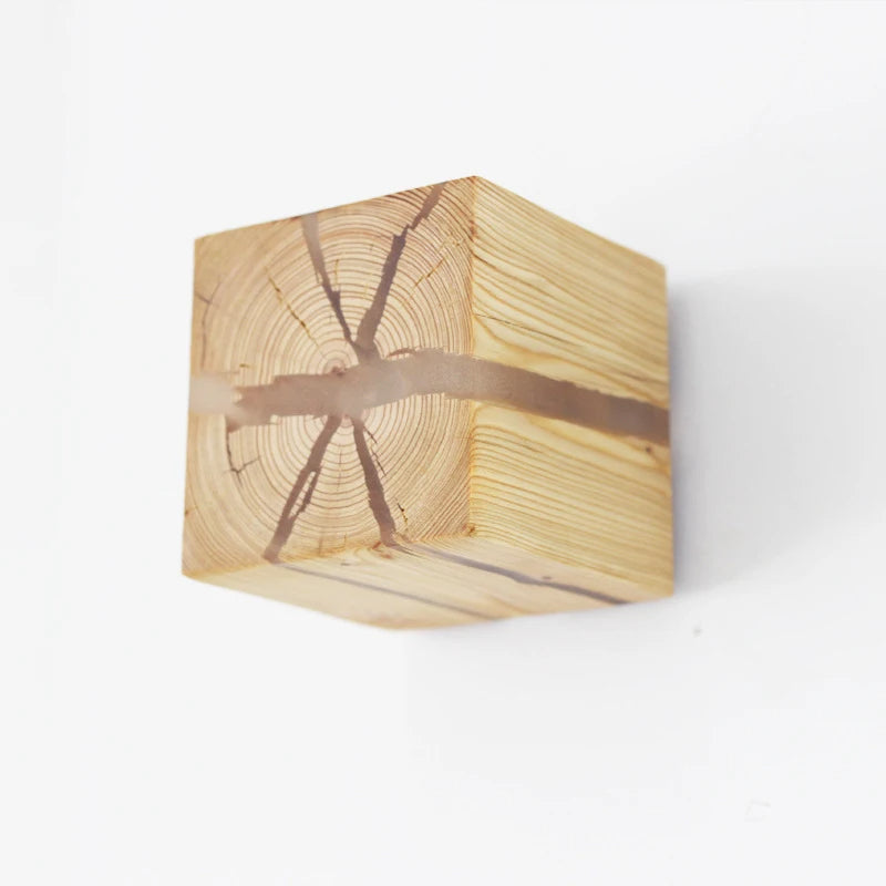 WoodAura Carved Wood and Resin Wall Light