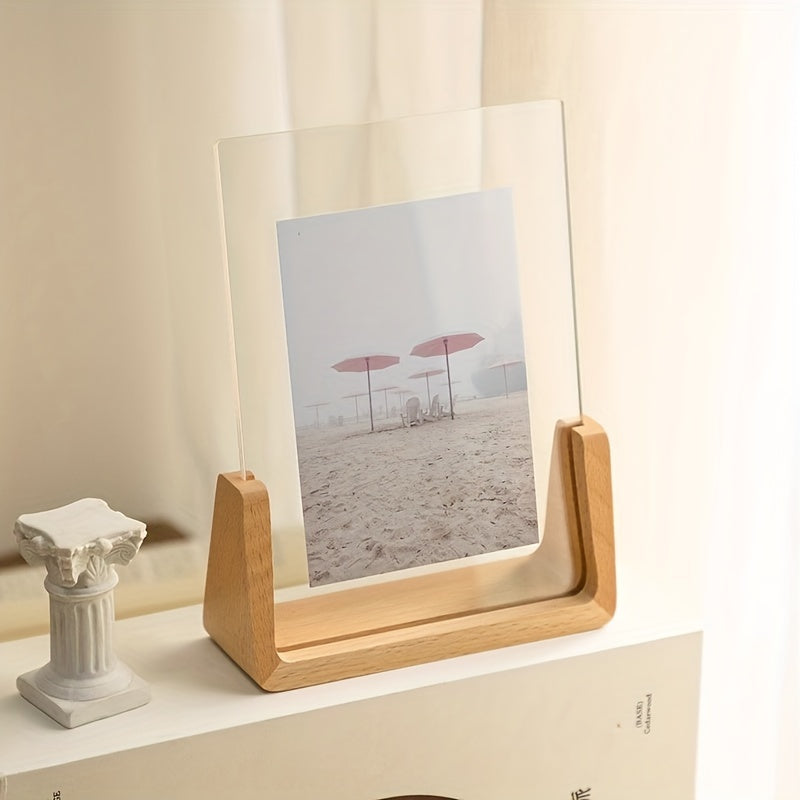 U-Shaped Acrylic and Wood Photo Frame