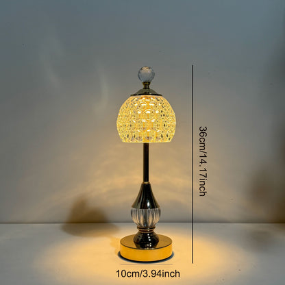 Crystal Touch Table Lamp | Rechargeable LED Bedside Light