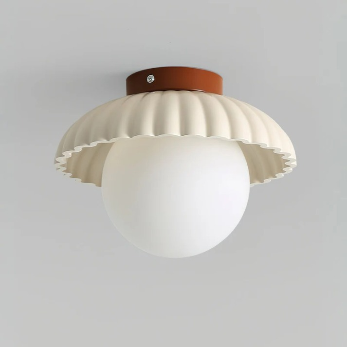 Iron and Glass Globe Flush Mount Light