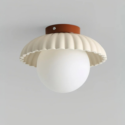Iron and Glass Globe Flush Mount Light