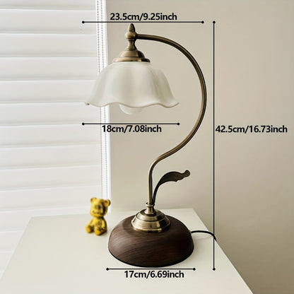 Vintage Goose Neck Table Lamp | Antique Brass USB Bedside Light