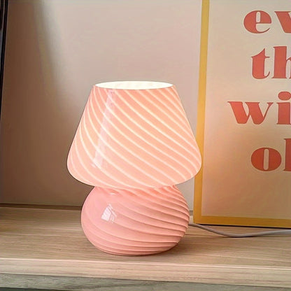 Swirl Glass USB Dimmable Mushroom Lamp