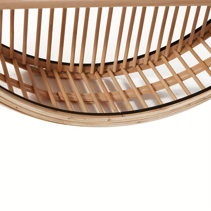 Round Bamboo Two-Tier Wall Shelf
