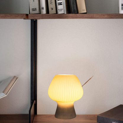 Vintage Bedside Table Lamp | Ribbed Glass Mushroom Lamp