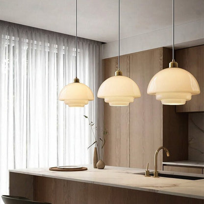 Mid-Century Milky White Glass Pendant