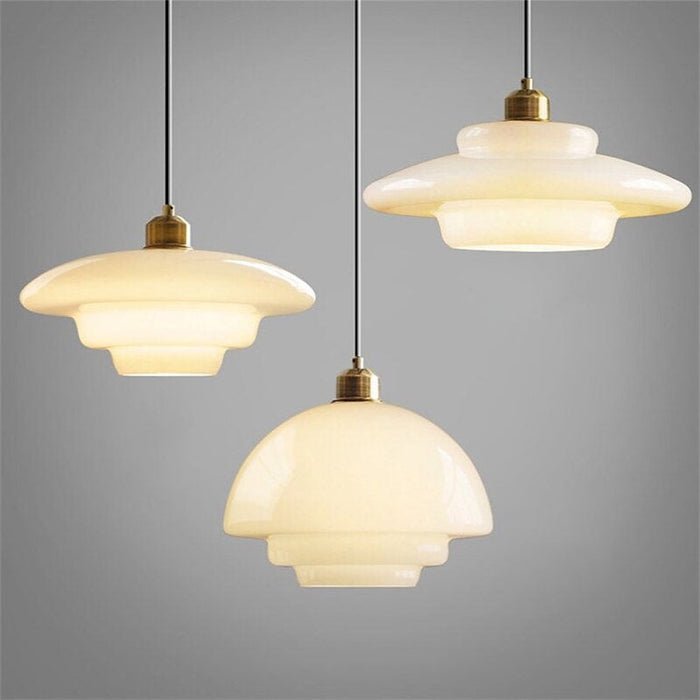 Mid-Century Milky White Glass Pendant