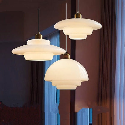 Mid-Century Milky White Glass Pendant