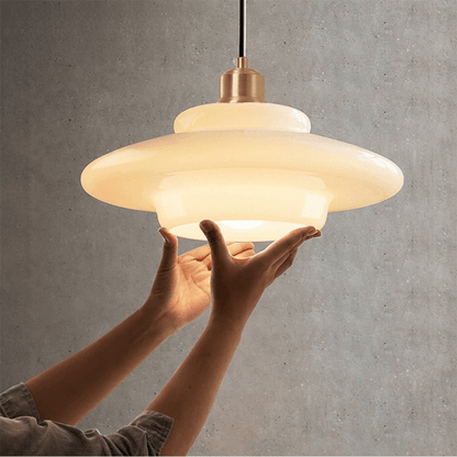 Mid-Century Milky White Glass Pendant