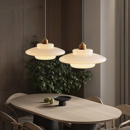 Mid-Century Milky White Glass Pendant