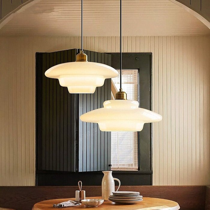 Mid-Century Milky White Glass Pendant