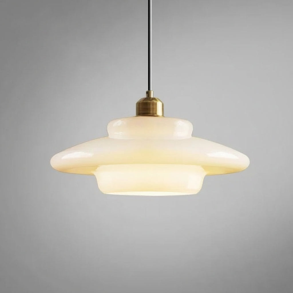 Mid-Century Milky White Glass Pendant