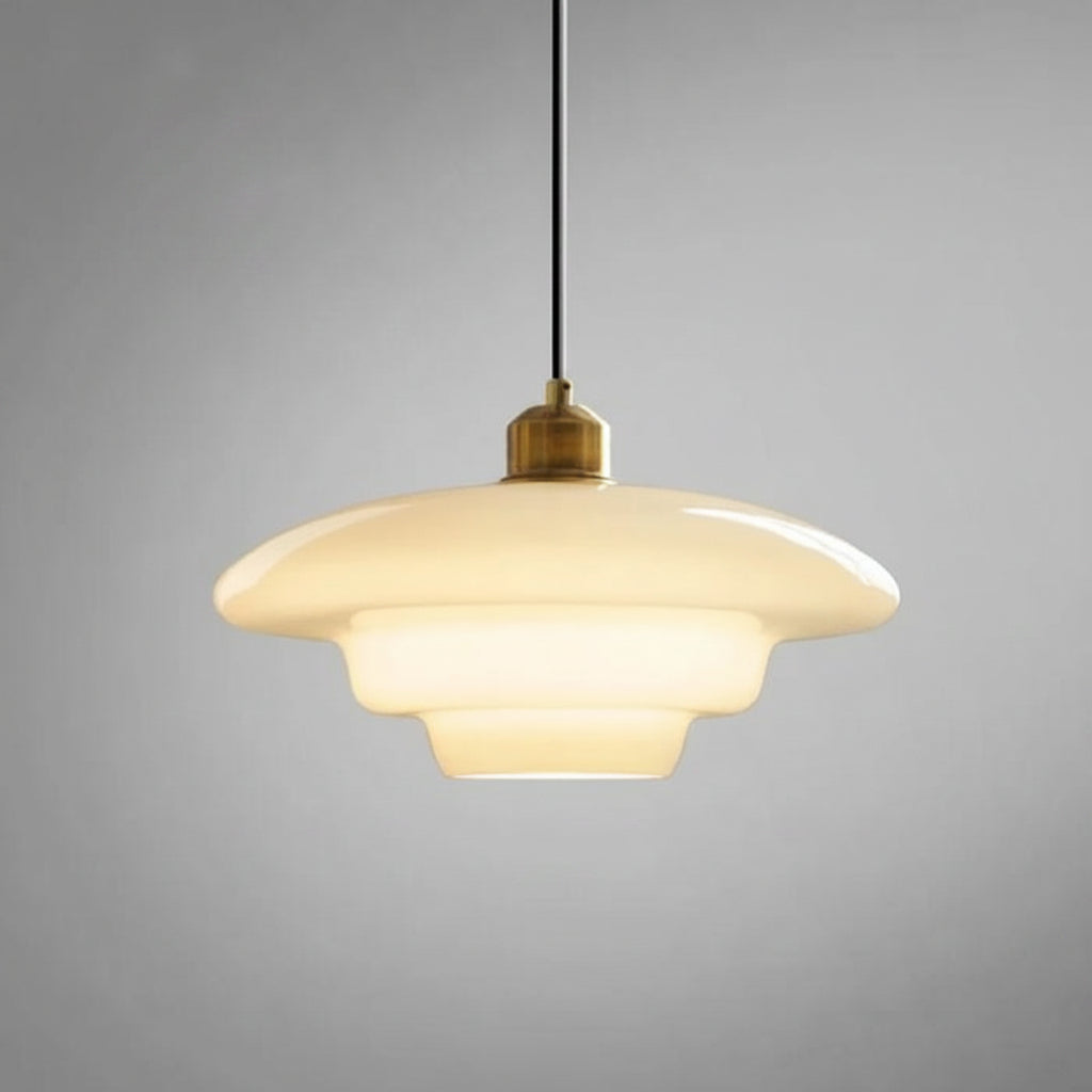 Mid-Century Milky White Glass Pendant