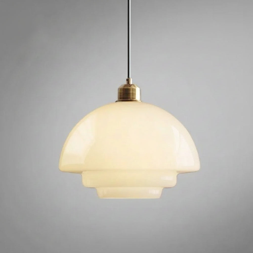 Mid-Century Milky White Glass Pendant