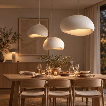 Zenith Glow modern LED chandelier above a dining table